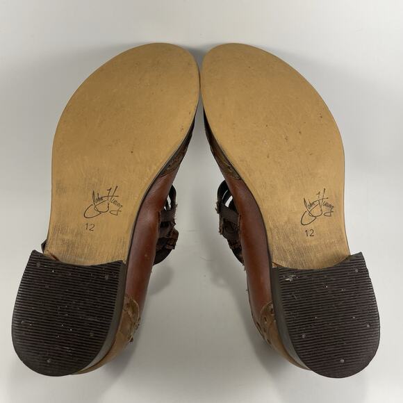 John Fluevog Adrian-Alli 4 Buckle Mary Jane Womens Size 12 Brown Leather Brogue - Picture 10 of 11